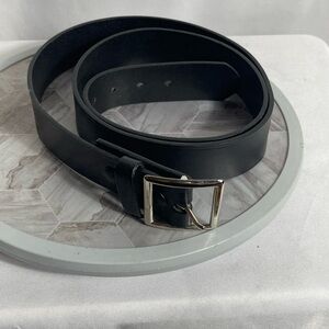 Cintas Black Leather Belt Size 50 Genuine Leather Made in USA Silver Buckle